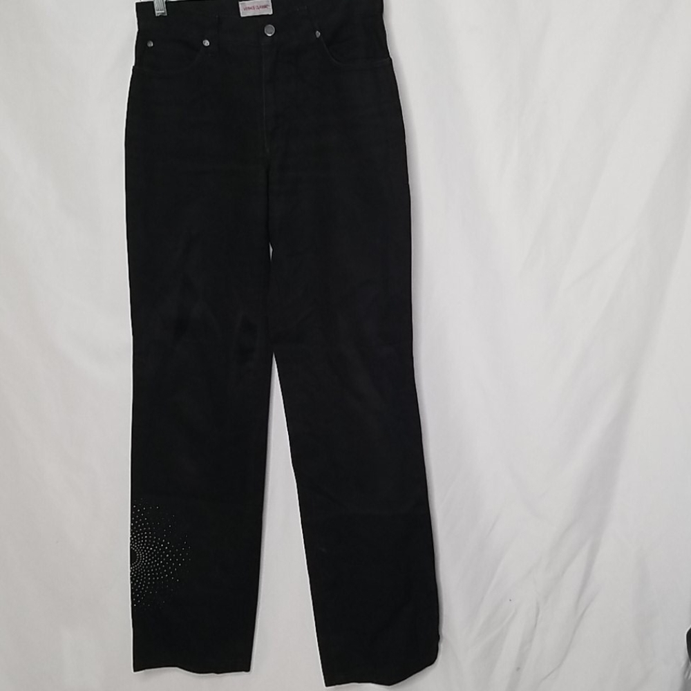 Versace high waist straight leg jeans with studs Size 27 Black